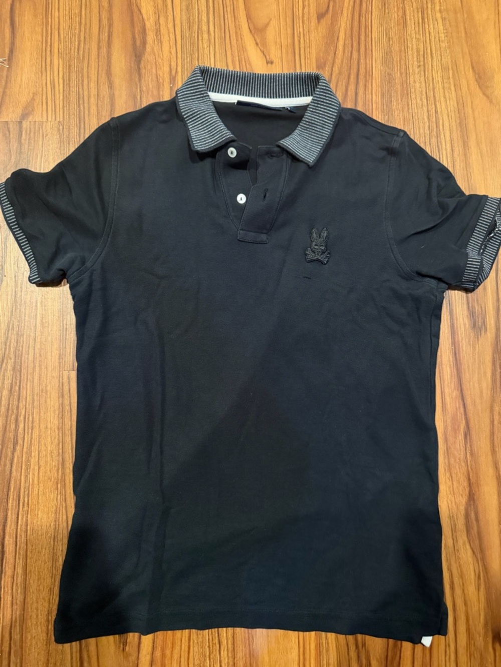 Men's psycho bunny Black Polo Shirt with Contrast Collar